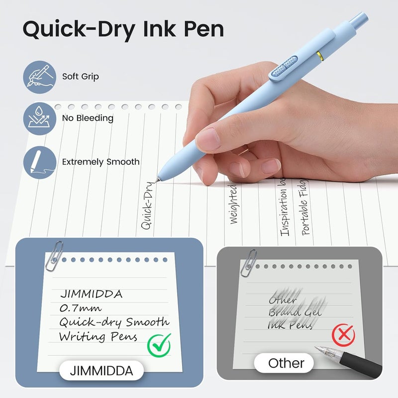 Jimmidda 16Pcs Black Gel Pens - 0.7mm Medium Point Black Ink Pens | Smooth Writing - Quick Drying Retractable Pen for Men Women (Morandi - 16Pcs) - Image 4